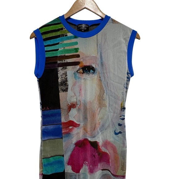 Petit Pois Tops - Petit Pois Viviana G Top Womens XL Sleeveless Colorful Mesh Abstract Avant Garde